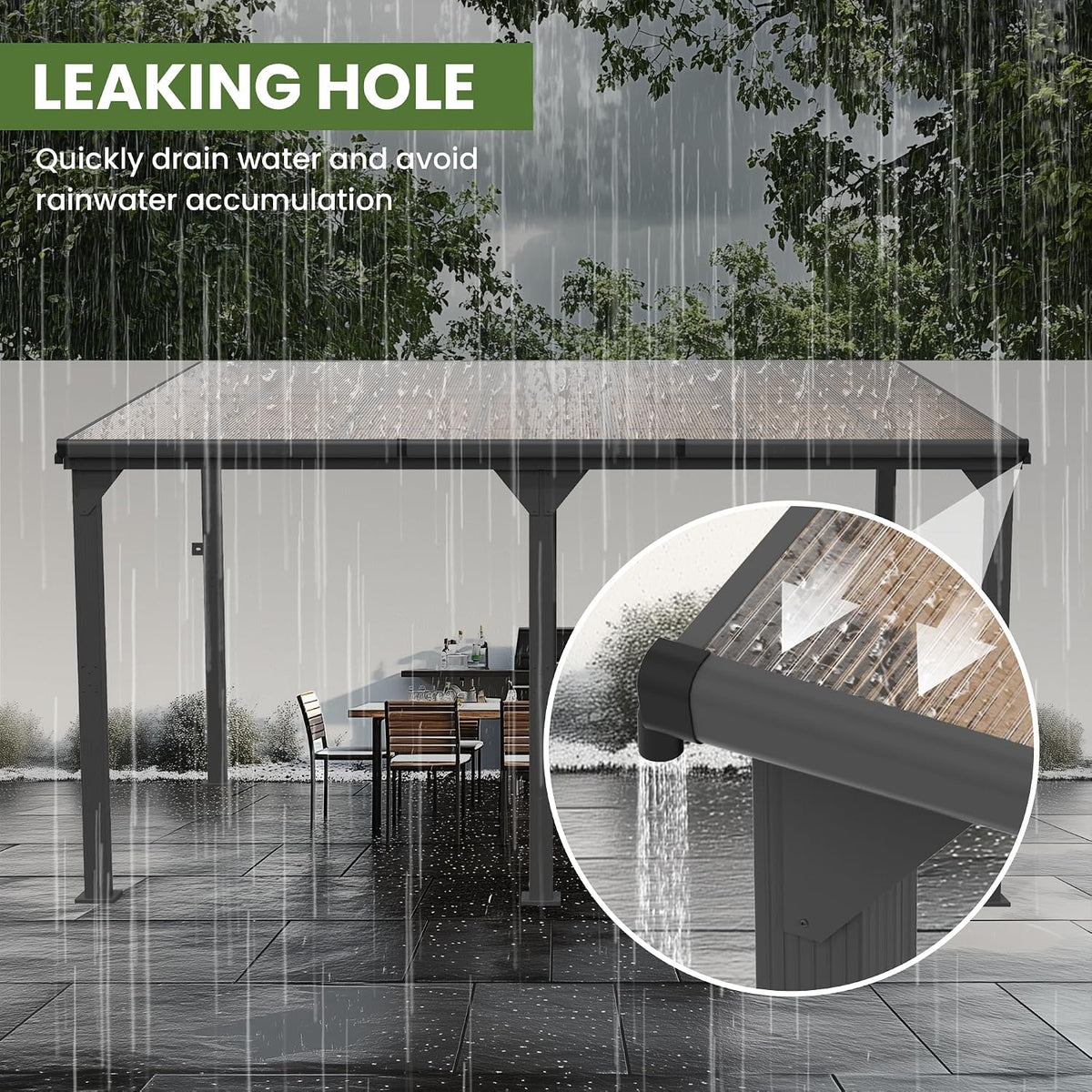 10x12 FT Aluminum Frame Pergola with Thickened Pillars and Enlarged Base, UV Resistant Outdoor Hardtop Lean-to Gazebo