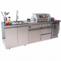 Outdoor Kitchen Island Designed for Complete Backyard Cooking, 4-Burner 72000 BTU, Stainless Steel, 98 Inch